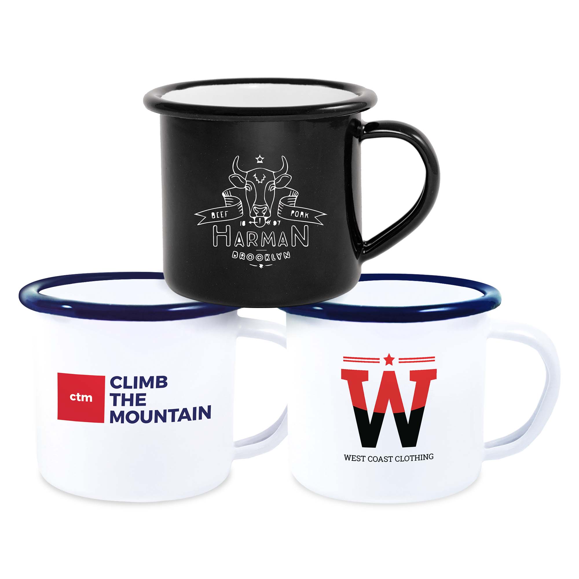 Premium Espresso Enamel Mugs 4.2oz/120ml (White & Black)